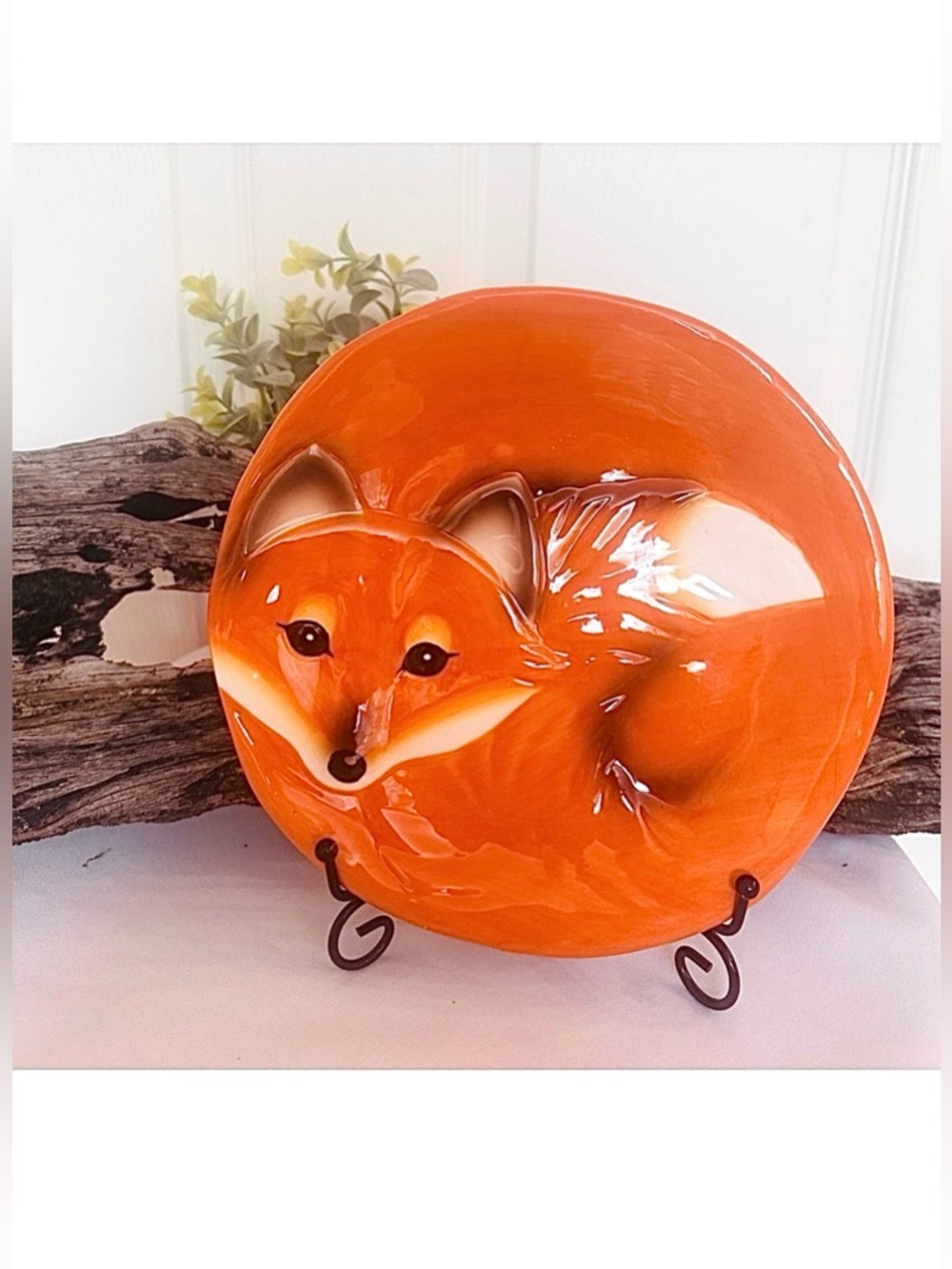 HOME DECOR ~ Orange Fox 8” Decorative Plate Dishwasher Safe